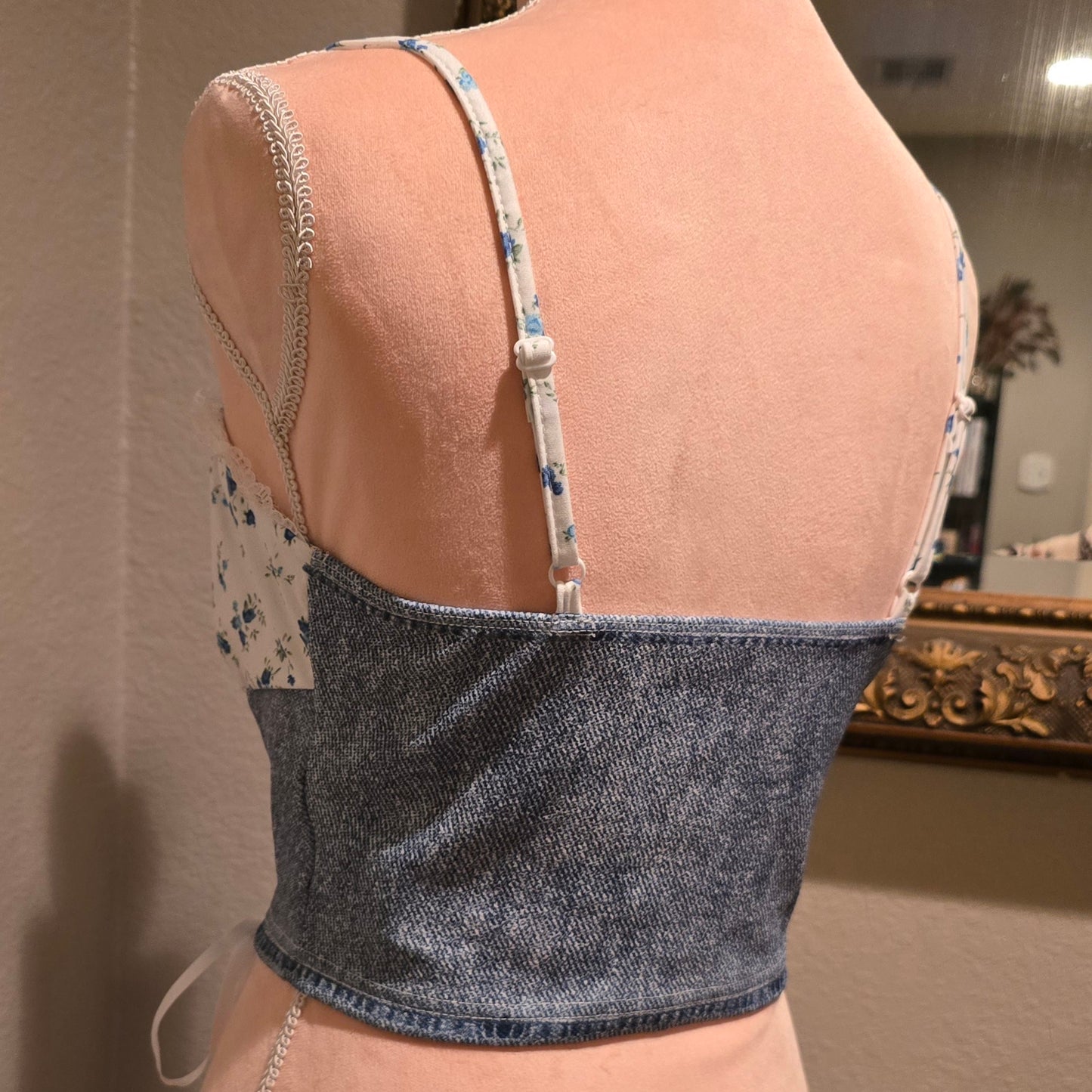 Denim Floral Top