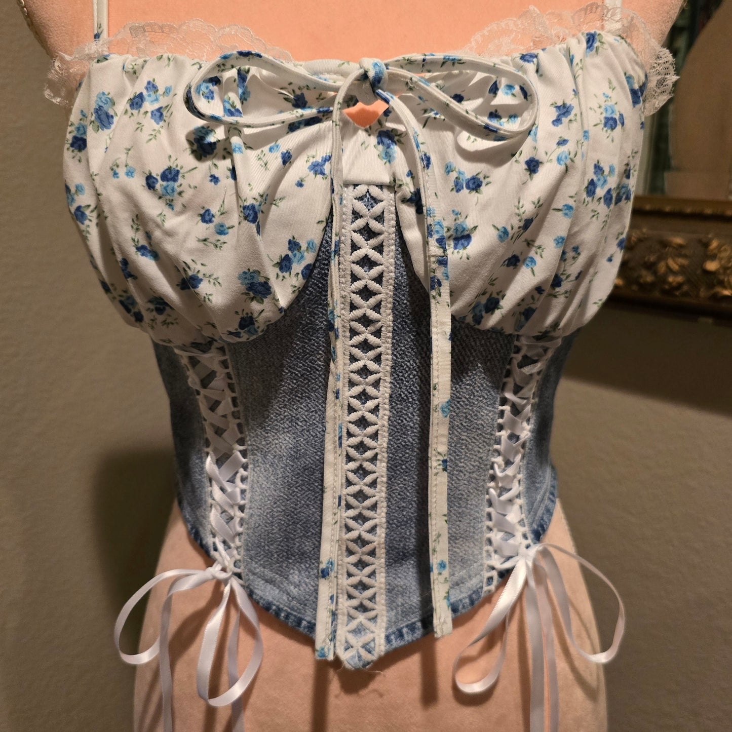 Denim Floral Top