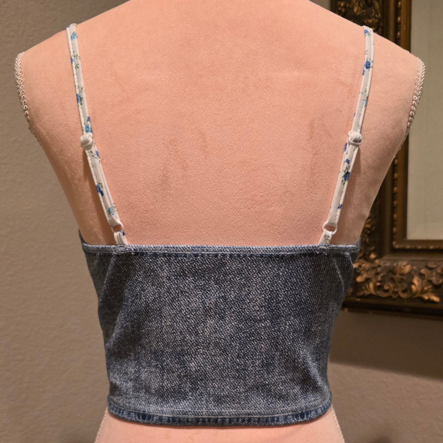Denim Floral Top